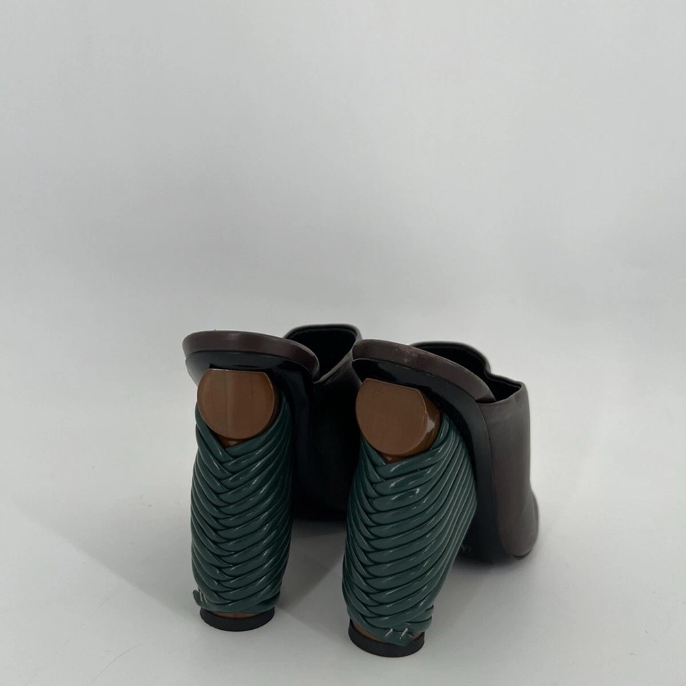 Balenciaga Leather Coiled Wrap Heel Mules Marron Cachou Brown Green Modern - Picture 6 of 10